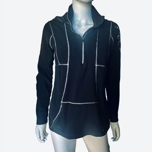 NWT Athleta Black Half Zipped Retroplush Hoodie